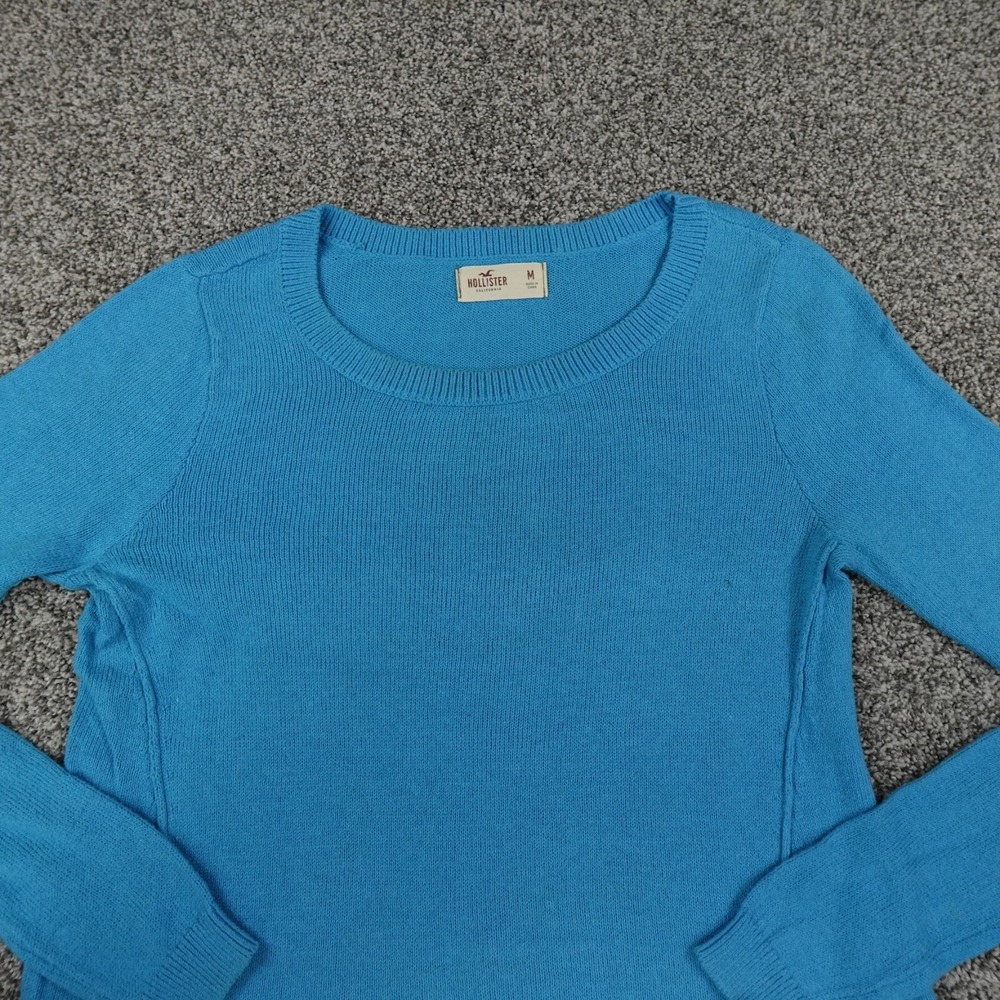 Hollister Sweater Womens M Blue Knit Pullover Sweatshirt Casual Preppy Surf HCO - Picture 6 of 13